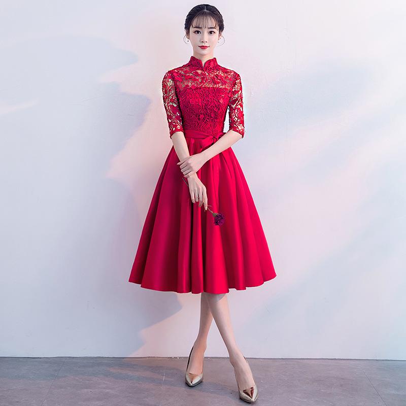 Small Evening Dress, New Dignified and Elegant Medium and Long Party Party Chinese Bridesmaid Dress