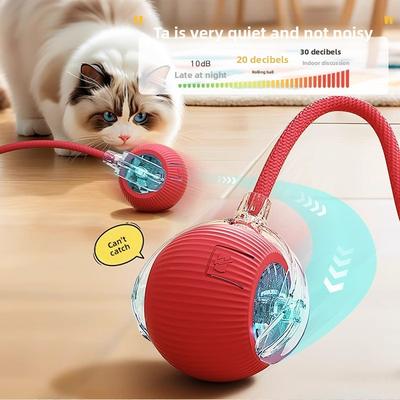 Pet Self-entertainment and Boredom Electric Cat Toy Ball, Automatic Obstacle Avoidance Silicone Toy Ball, Luminous Yo-yo, Cat Toy
