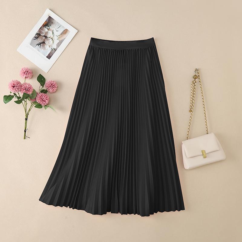 

ZANZEA Женские повседневные однотонные свободные длинные плиссированные юбки чёрный