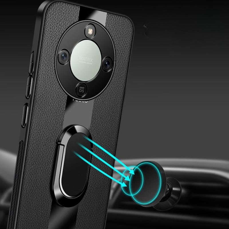 Plexiglas PU-Leder Handyhülle Für OPPO Find X9 Pro Magnetischer Metallring Ständer Halter Stoßfest Weiche Hülle Für OPPO Find X9Pro