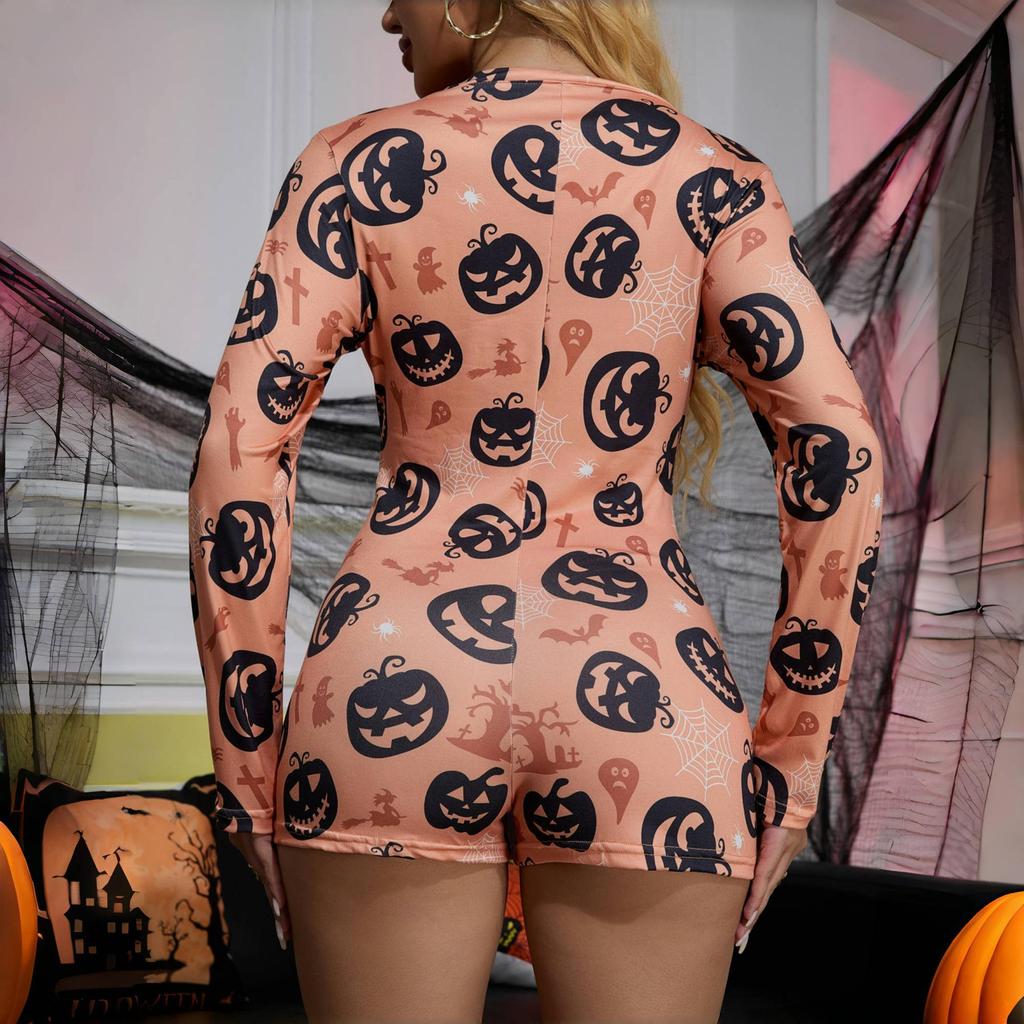 Sexig Slim-Fit Pumpa Dam Halloween Onesie Pyjamas - Europeisk & Amerikansk Stil