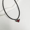 Fashionable Necklace Adornment With Black Crystal Beads Highlighting Heart And Butterfly Symbols For Modern Women