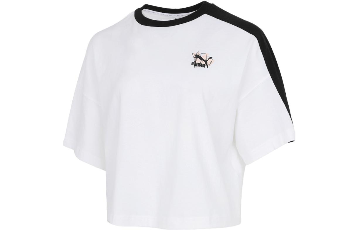 PUMA Crop Tops Women s White Crew Neck Moderate 532258-02 XL