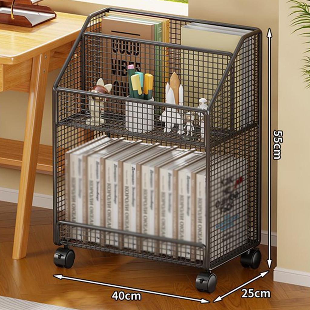 Rolling Book Cart Holder Trolley Sturdy Toys Handbag Organization Multifunctional for Kids Room Bathroom Office Bedroom Dorm