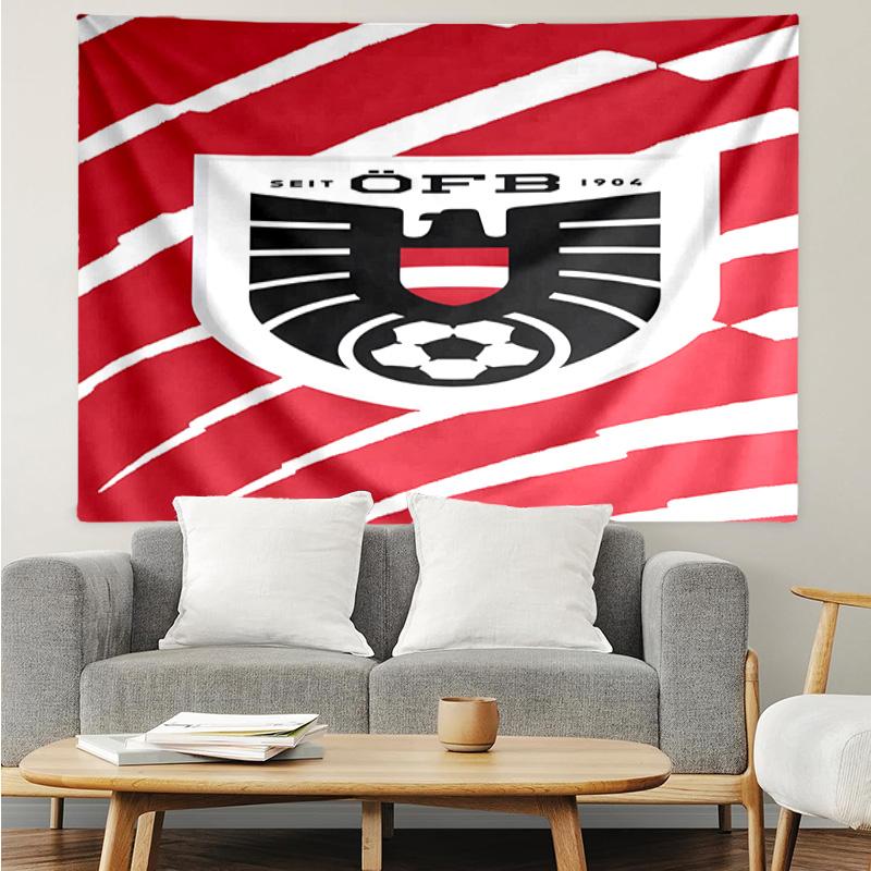 1PC Austria Football Emblem Tapestry, Unique Design Tapestry, Suitable for Bedroom,Livingroom, Playroom,Heartwarming Holiday Gifts