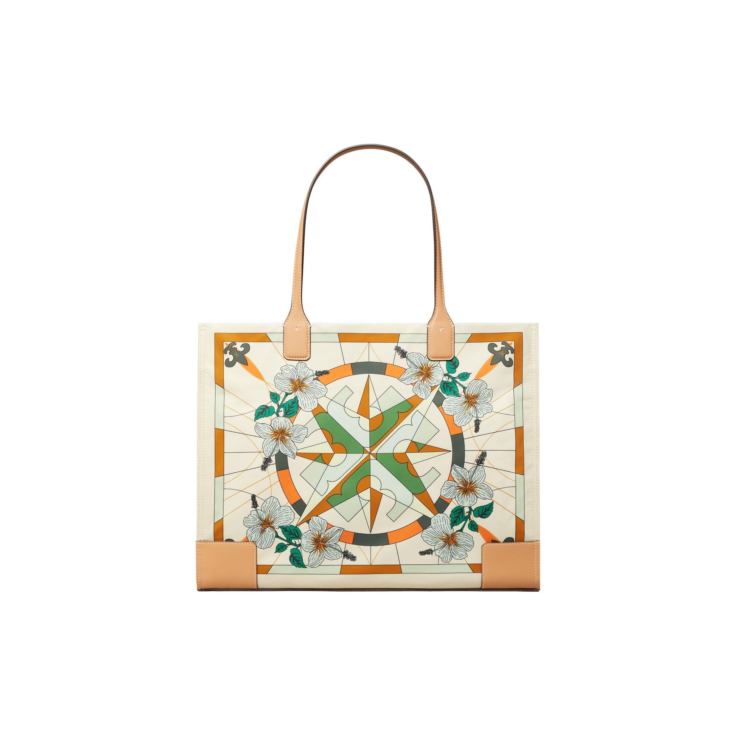 

Tory Burch Ella Fashion Color Block Cream White Printed Leather Tote Bag Women Tote Bags Khaki 91269-976 Basic Set (Bag+Dust Bag)