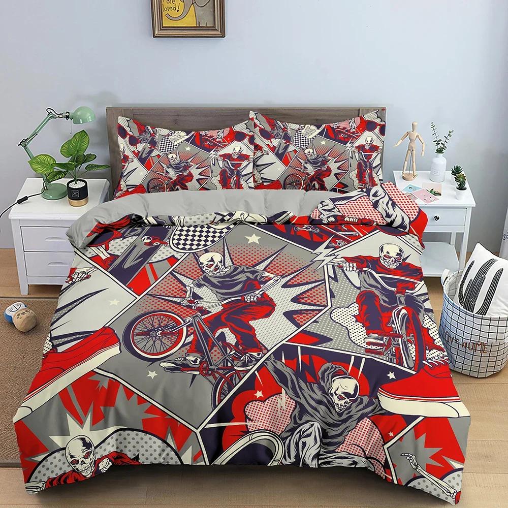 Cartoon Pattern Graffiti Comfortable Duvet Quilt Cover Pillowcase Bedding Set Children Bedroom Decoration Home Textile
