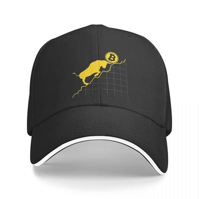 Bull And The Bitcoin Symbol Crypto Currency Cryptocurrency Art Washed Unisex's Baseball Cap Trucker Snapback Caps Dad Hat Golf Hats