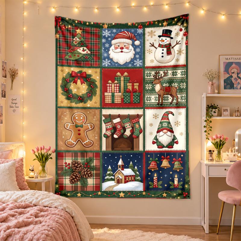 Christmas Printed Tapestry Wall Hanging For Bedroom Living Room Wall Decor Holiday Gift
