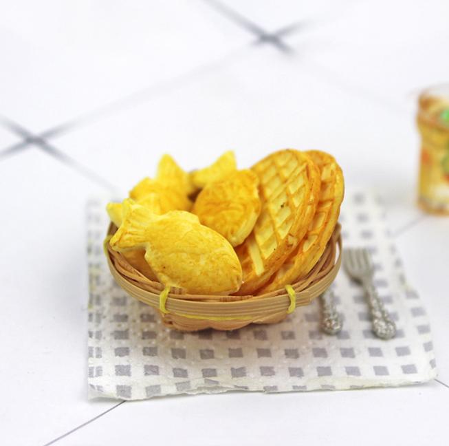 1/6 1/12 Doll House Simulation Miniature Mini Waffle Taiyaki Model Decor
