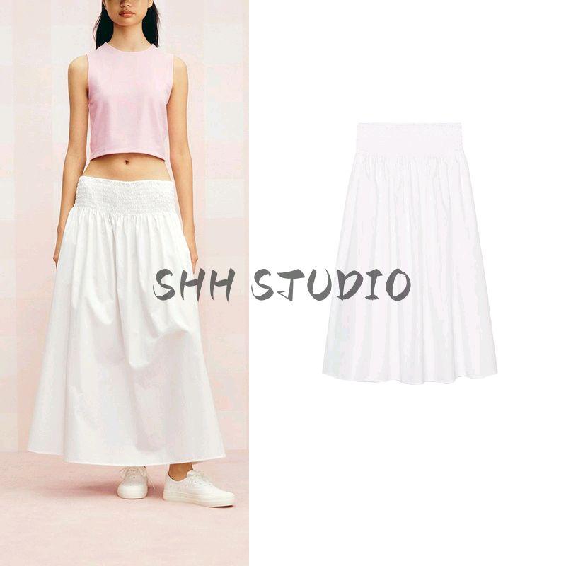Summer New Product Women's Clothes Honeycomb Format Mid-Waist Poplin Plaid Temperament Leisure Midi Dress 5427432