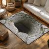 Optical Illusion Well Rug, Deep Pit Design Carpet for Lounge, Plush Non-Slip Mat with Realistic 3D Effect