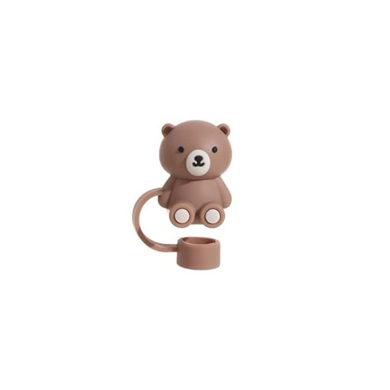 

10mm Straw Cover Suitable Compatible With Stanley Cup Cute Bear Silicone Straw Plug Straw Dust Cover New 2025 коричневый