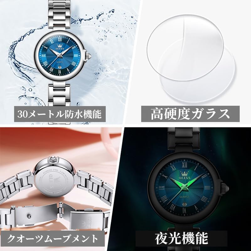 OLEVS Quartz Gift for Women Women's Watch, Cute, Luminous, Blue,