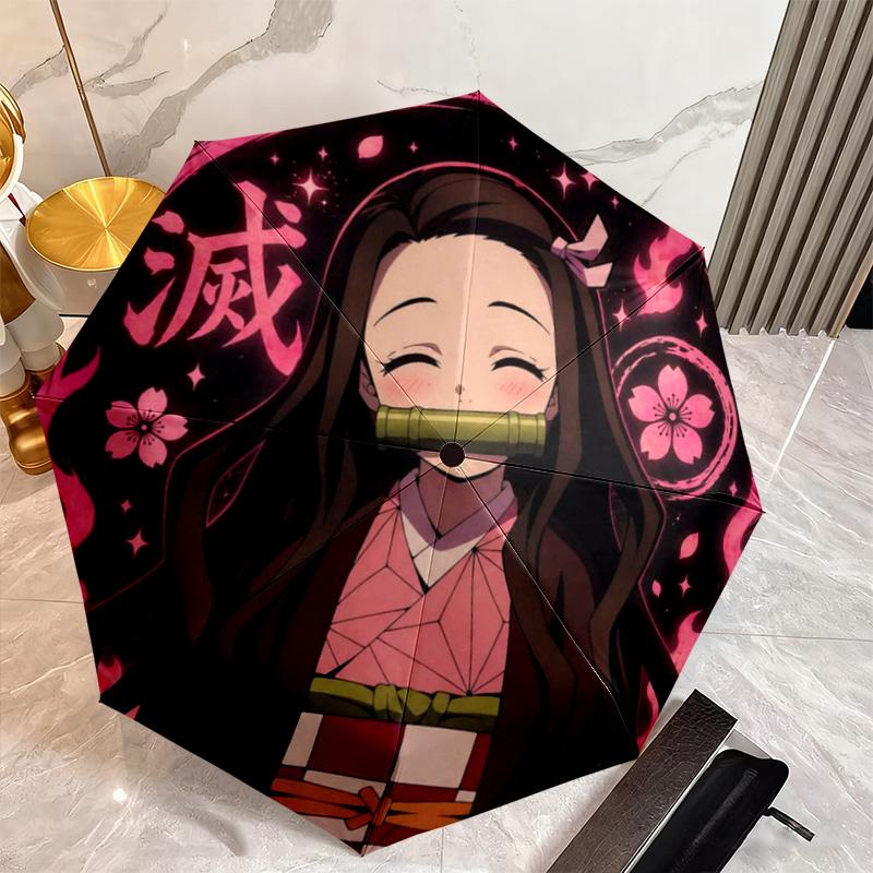 Japanese-style cartoon Demon Slayer Kamado Tanjiro & Kamado Nezuko umbrella including home travel and outdoor activities Multi functional umbrella 3