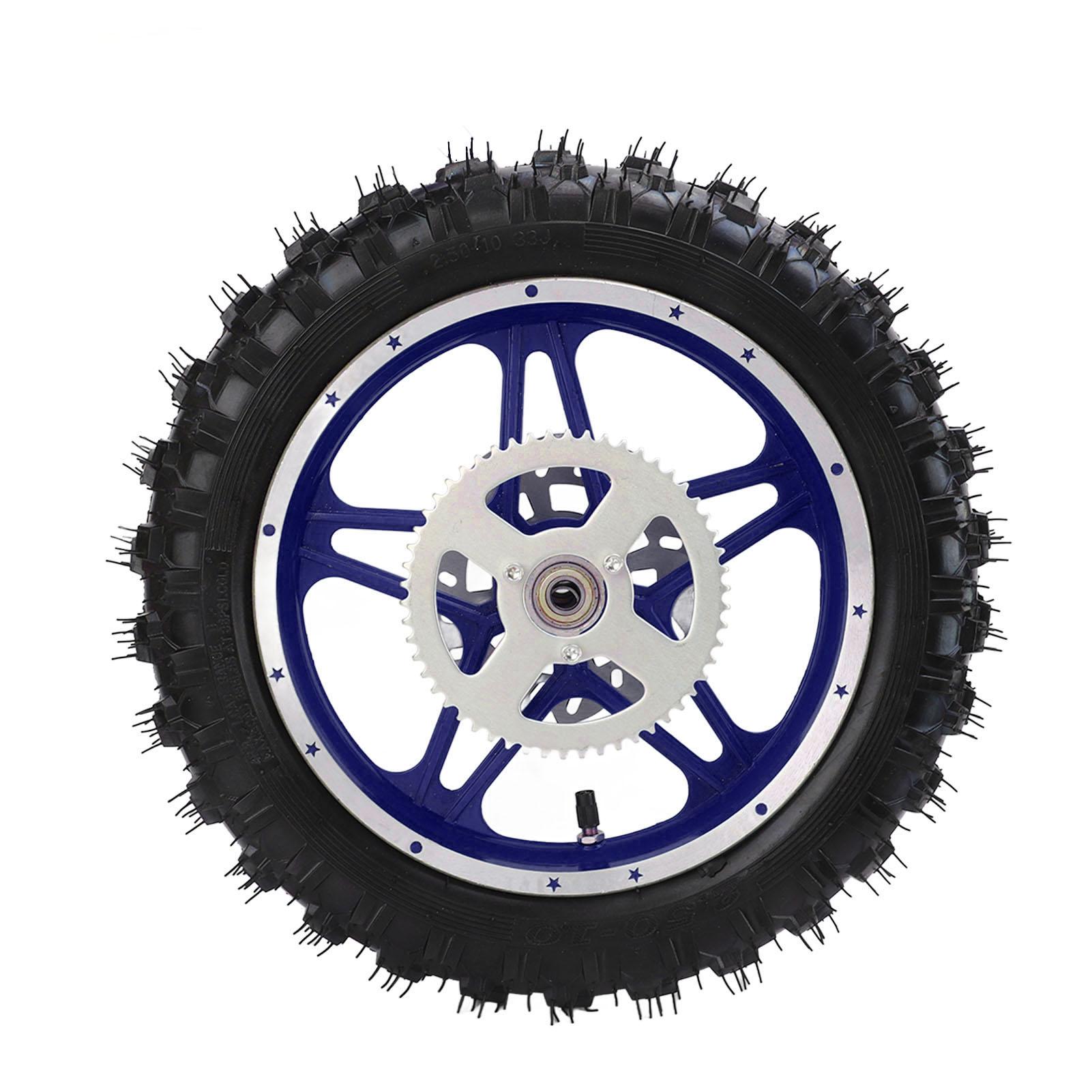 Kaisai Blue 2.5‑10In Rear Wheel Assembly With Tire Disc Bearing Sprocket Nonslip For Off Road Motorcycle Dirt Pit Bike