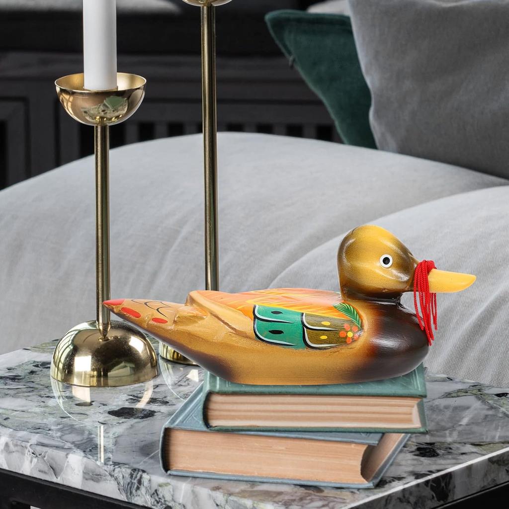 VOSAREA 2 Stück Holz-Mandarinen-Ornament Handgeschnitzte Figuren Miniatur Liebesvogel Dekor Kunstskulptur Hochzeit Sammlerstück Dekor