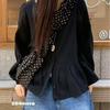 Vintage polka dot niche cute lace-up pleated shoulder crescent saddle bag versatile messenger handbag