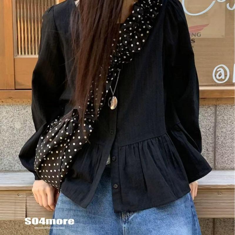 Vintage polka dot niche cute lace-up pleated shoulder crescent saddle bag versatile messenger handbag