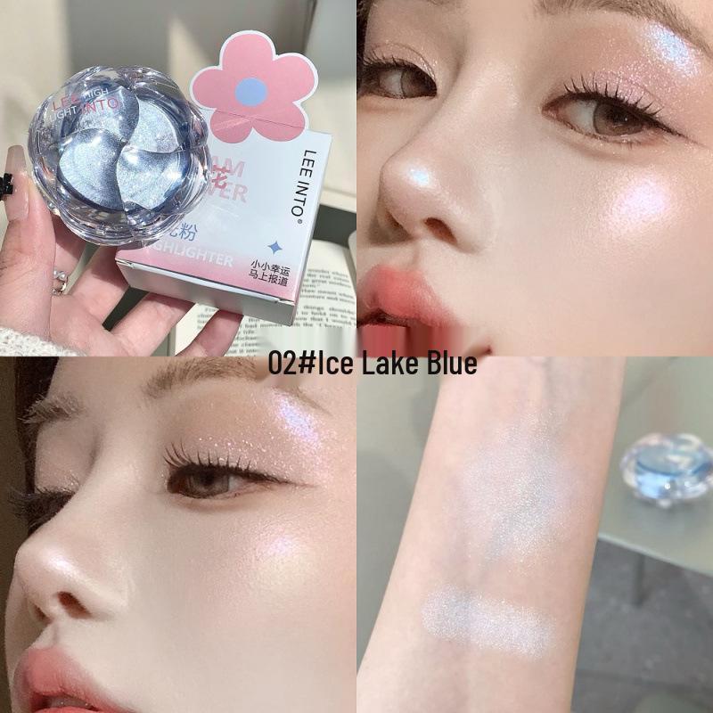 LEEINTO Dream Flower Shimmering Highlighter & Blush with Fine Glitter - Brightening Powder for Eyes and Cheeks