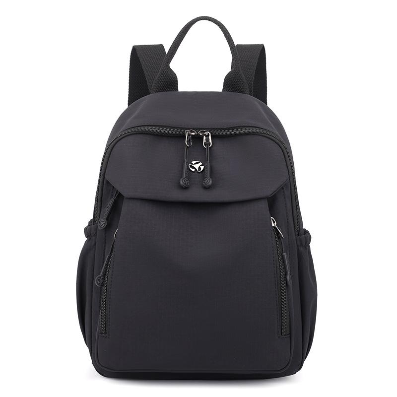 Backpack Women's Seasonal New Fashionable Simple Solid Color Large Capacity Backpack Nylon Cloth Business Travel Backpack
