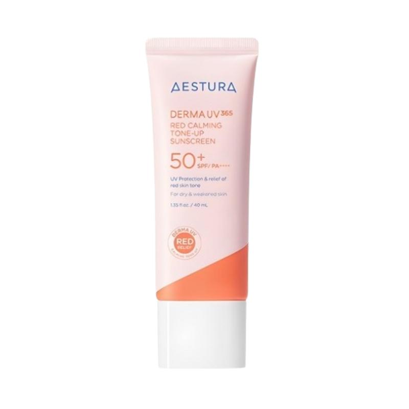 AESTURA Derma UV365 Red Calming Tone-Up Sunscreen SPF50+ PA++++ 40ml – Pink Tone Up Sunscreen for All Skin Types 40ml