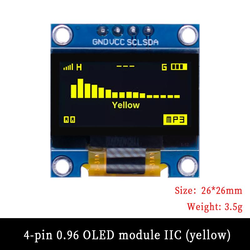 1,96-Zoll-OLED-Displaymodul 118x61 Auflösung 1-Pin 7-Pin IIC I1C Weiß-Blau-Gelber Bildschirm für Arduino Elektronische Entwicklung