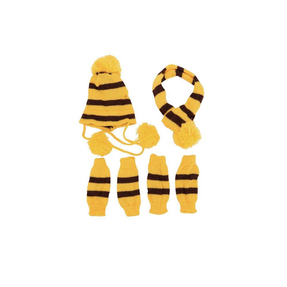 6Pcs/Set Fashion Stripe Knitted Dressing Up Dog Socks Pet Warm Hat Scarf Cat Clothes Puppy Costume