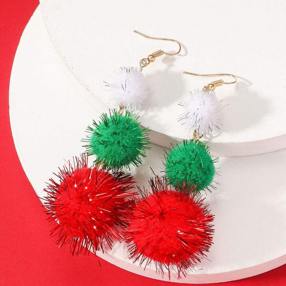 Decorated Christmas Elf Pendant Christmas Balls Santa Hat Dangle Earrings  Accessories