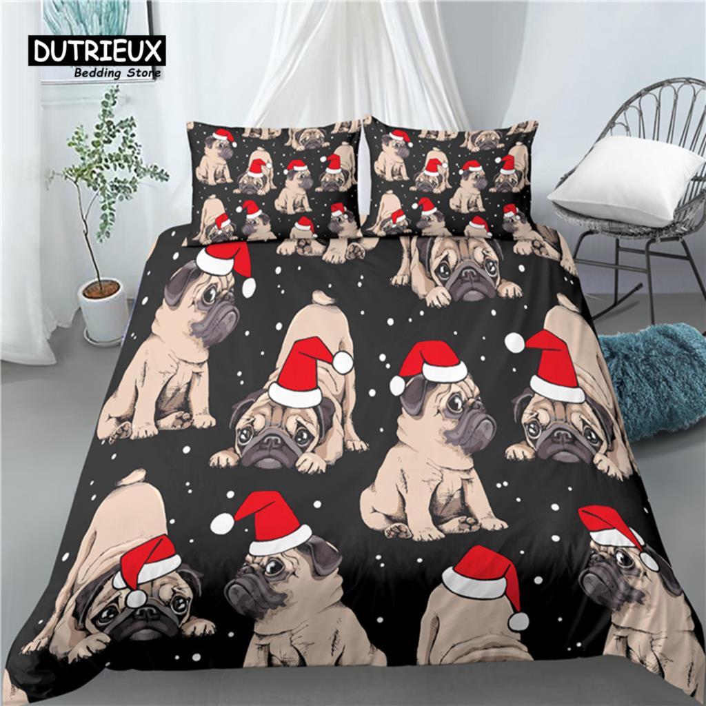 Home Living Luxury 3D Cut Pug Print 2/3Pcs Comfortable Duvet Cover PillowCase Bedding Sets EU/US/AU Size