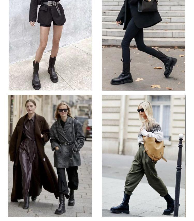 Mona Martin 2025 Damen Chelsea Mid-Calf Stiefel - Herbst/Winter, mit Samt, dicksohlig, Übergröße 41-43