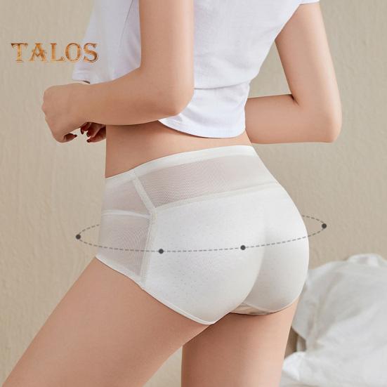 Women Underpants Thin Mesh Patchwork Seamless Mid Waist Butt-lifted Ergonomic Design Fake Butt Padded Butt Enhancer Sponge Hip Pad
