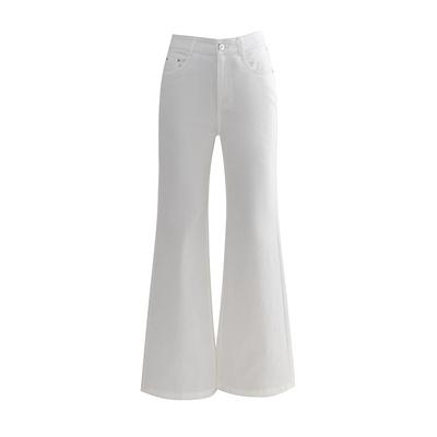 White Non-legged Slightly Flared Jeans for Women In Summer New High-waisted Slimming Loose Three-proof Straight-flat Trousers