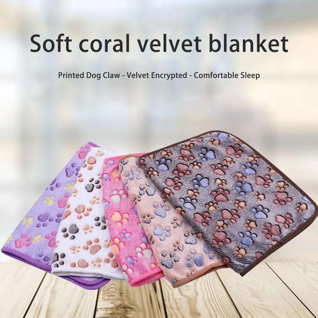 Household Winter Pet Soft Blanket Living Room Portable Folding Cartoon Style Coral Velvet Mat Sofa Couch Sleeping Pad