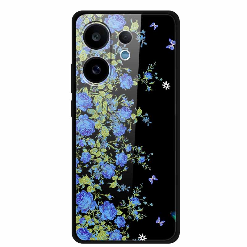 Tempered Glass Case For Vivo V60 2025 Phone Case 6.77" Cartoon Cats Hard Back Cover Soft Bumper For Vivo V60 5G Case V 60 Fundas