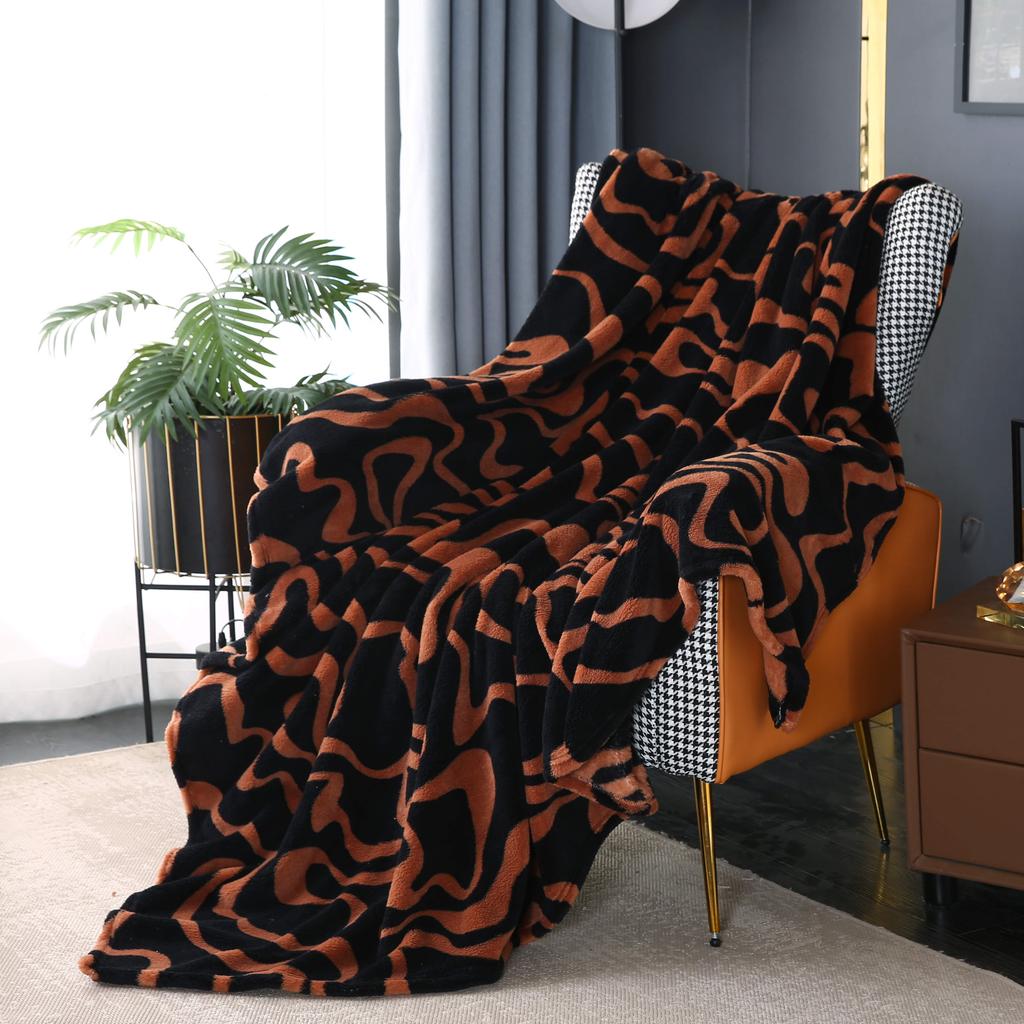 Abstract Stripe Pattern Flannel Blanket Autumn Winter Luxury Soft Warm Bedspread Sofa Cover Home Decor Travel Throw Blankets