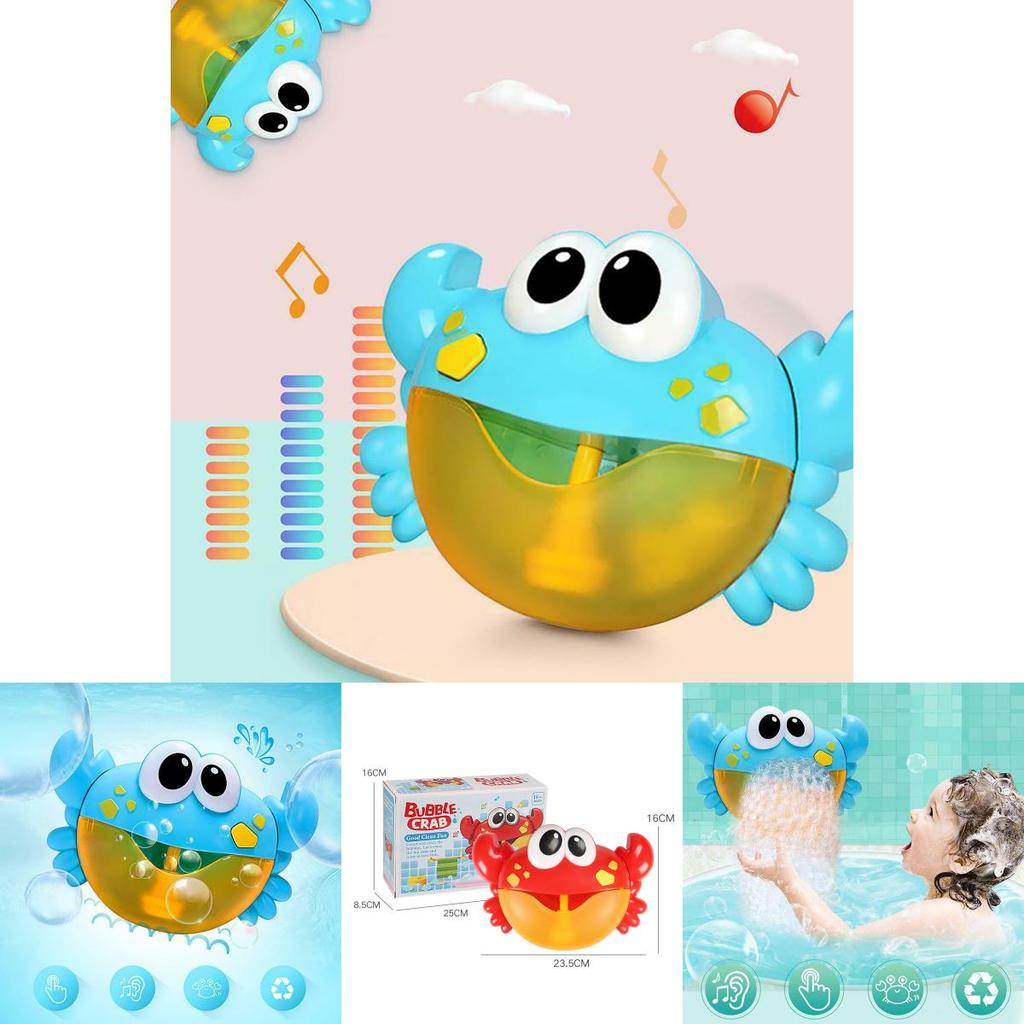 Adorable Red Plastic Cartoon Crab Baby Bath Toy With Music And Bubble Fun Machine