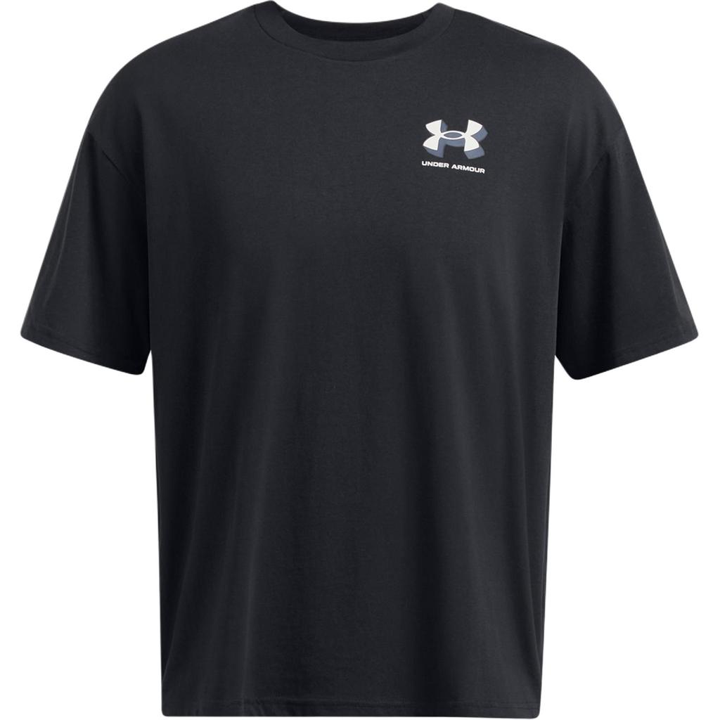 Under Armour Heavyweight Logo Print Loose Fit Crew Neck Short Sleeve T-Shirt Men Tops Black 1387285-001