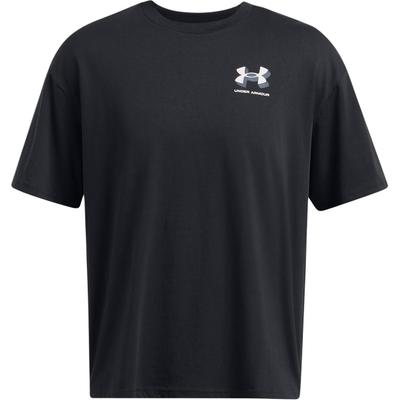 Schweres Logo-Print Lockeres Rundhals-Kurzarm-T-Shirt Herren Oberteile Schwarz 1387285-001
