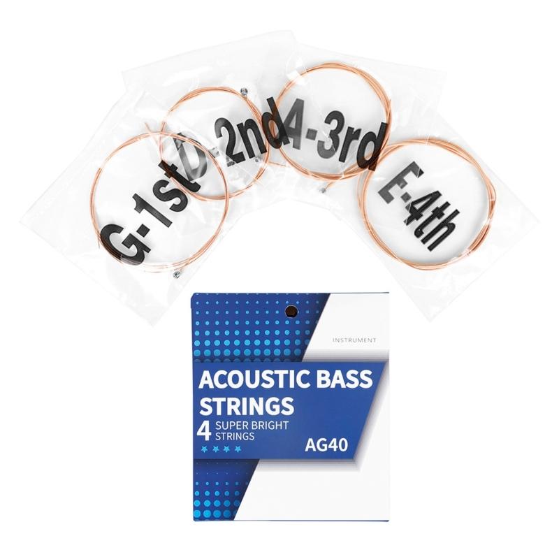 4pcs 4-String Acoustic Bass Strings 40 60 75 95 Carbon Steel Hexagonal Core Alloy Bass Strings for Beginners Easy to Use 1