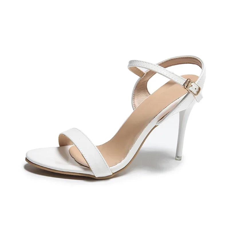 Fashion Large Size 45 Women's Sandals 2025 Summer High Heels Fashion Open Toe Sandals Buckle Party Shoes Sexy Thin Heels Wedding Shoes