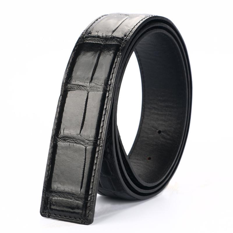 Headless Belt Men's Crocodile Belly Belt Plate Buckle Needle Buckle Belt Men's Business Casual Leather Belt