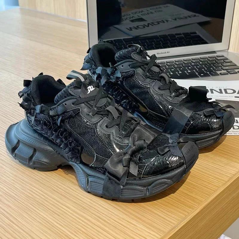 Fashion Thick-soled Sports Shoes Women Bow Tie Casual Run Shoe Versatile Mesh Breathe Comfort Outdoor Large Size Women Shoe