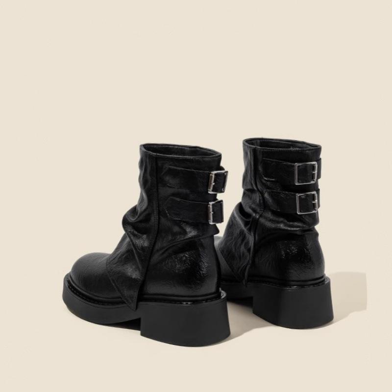 Brown Martin Boots Women's 2025 New Super Fire Folds Retro British Style Maillard Wasteland Wind Huge Good-looking Short Boots