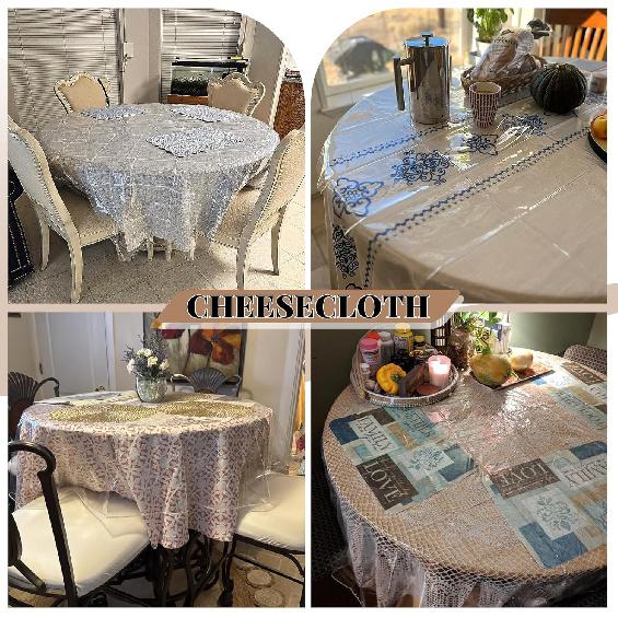 Clear Round Tablecloth 60 inch Waterproof Table Protector Durable Crystal Clear Vinyl Clear Table Cover Round Dining Tablecloth for Protection of