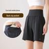 Women's High-Waist Quick-Dry Running Set with Phone Pocket - Loose Fit, Summer 4-Point Shorts