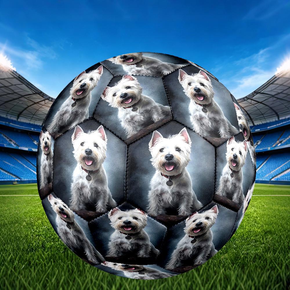 1pc White Terrier Portrait Size 5 Soccer Ball Professional Match Training Football Indoor &Outdoor Sports Ball Lightweight Durable c6516
