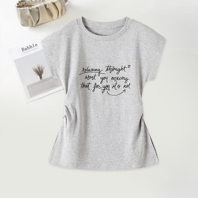 Women s Retro Embroidered Round Neck T-shirt L