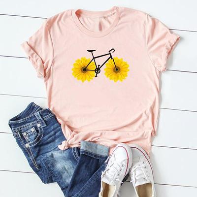 Tricou în stil flori de top de modă tricou anilor 90, dulce, elegant, ocazional, cu mânecă scurtă, pentru femei, cu imprimeu, tricou grafic pentru femeie