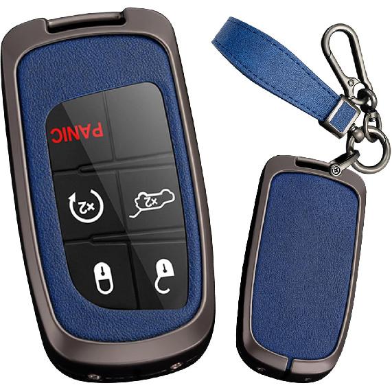 2/3/4/5 Tasten Smart Key Fob Hülle mit Schlüsselanhänger Passend für Jeep Fernbedienung Schlüssel Hülle Case Kompatibel mit Jeep Grand Cherokee für Dodge Challenger Charger